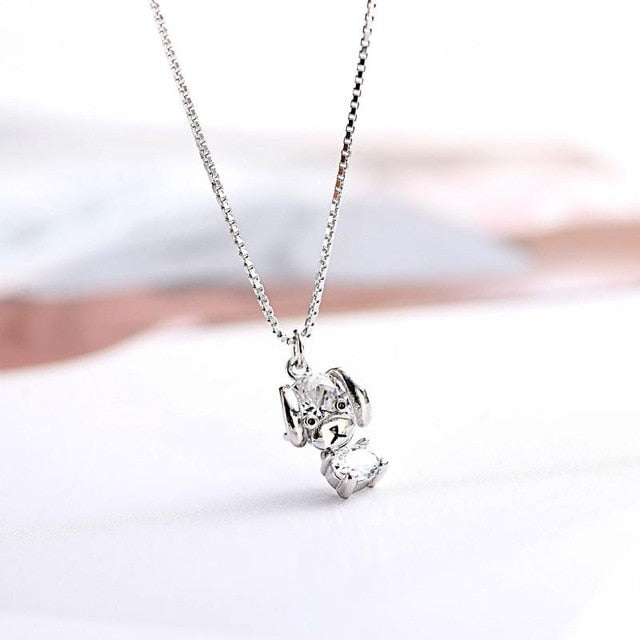 925 Sterling Silver Simple Cute Dog Pendant with Necklace – Glamorousky