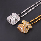 Pug Dog Pendant Necklace Gold/Silver Color Cubic Zironica