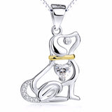 Cute Hollow Puppy in 925 Sterling Silver Necklace and Pendant