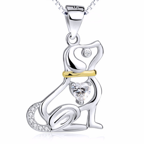 Cute Hollow Puppy in 925 Sterling Silver Necklace and Pendant