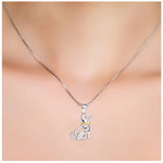 Cute Hollow Puppy in 925 Sterling Silver Necklace and Pendant