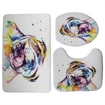 Colorful Pug or French Bulldog Print 3 Piece Set Toilet Seat Covers and Area Rug