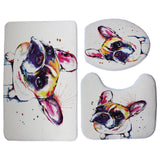 Colorful Pug or French Bulldog Print 3 Piece Set Toilet Seat Covers and Area Rug