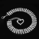 Rhinestones Necklace Pet Heart Pendant Collar