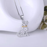 Cute Hollow Puppy in 925 Sterling Silver Necklace and Pendant