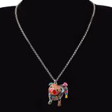 Metal Enamel Pug Dog Necklace