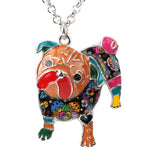 Metal Enamel Pug Dog Necklace