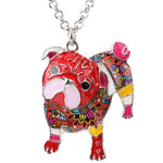 Metal Enamel Pug Dog Necklace