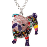 Metal Enamel Pug Dog Necklace