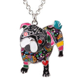 Metal Enamel Pug Dog Necklace