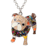 Metal Enamel Pug Dog Necklace