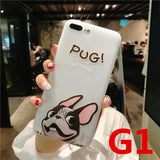 Cute Cover case for iPhone 7 5 5S SE For iphone On 6 6s 6/7/8 plus X 10 BullDog or Pug Pattern Soft Silicone