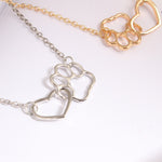 Hollow Pet Paw Footprint Heart Pendant Necklace