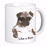 Like A Boss Pug  White Coffee Mug