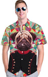 Hawaiian  Dress Shirt With Pug